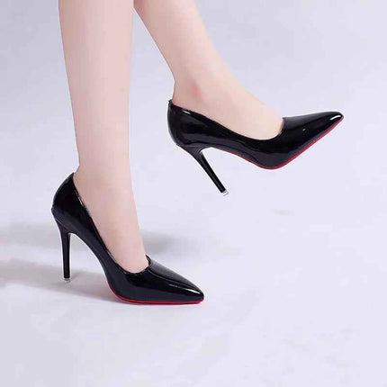 White Nude Pointed Toe Patent Leather High Heels Sexy Red Sole Party Prom Girl Pumps Minimalist Shallow Mouth Work Single Shoes
