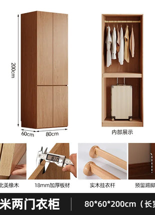 Armadio in Legno Massello di Rovere — Stile Nordico Scandinavo | Guardaroba Modulare per Camera da Letto