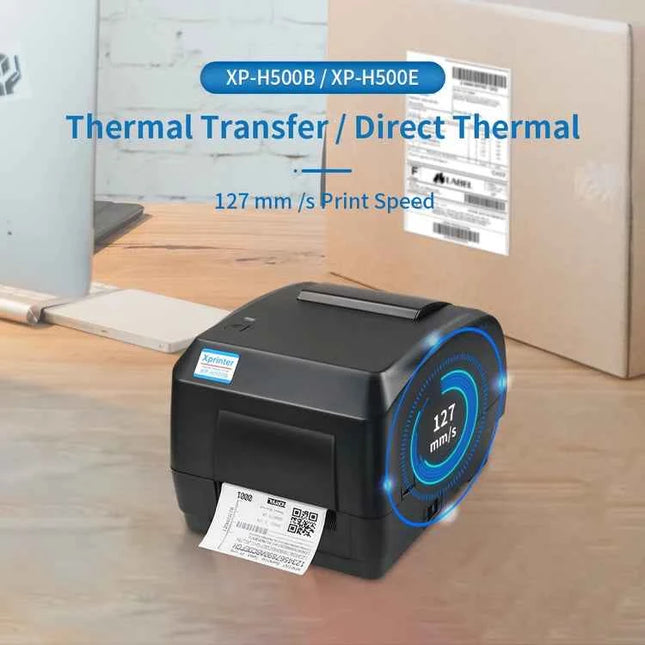 Xprinter XP-H500B/H500E high performance thermal label printer 4x6 dual motor gear drive design thermal barcode ribbon printer
