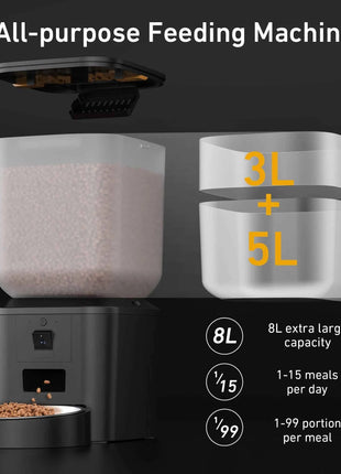 8L Automatic Cat Feeder With 1080p Camera Video 5G WiFi Cat Food Dispenser Pet Smart Voice Recorder Tuya APP Pet Auto Feeder