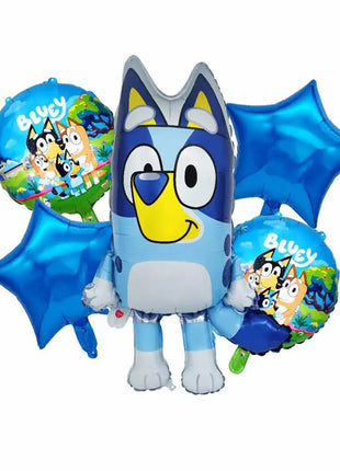 Decorazioni per feste di compleanno a tema Bluey/Bingo, set di piatti di carta usa e getta, striscione, bandierine per torta, palloncini a forma di cane.