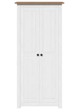 Armadio Bianco 80x50x171,5 cm in Pino Massiccio, Collezione Panama, Armadio in Legno di Pino Bianco con Ripiani e Asta Appendiabiti per Camera da Letto