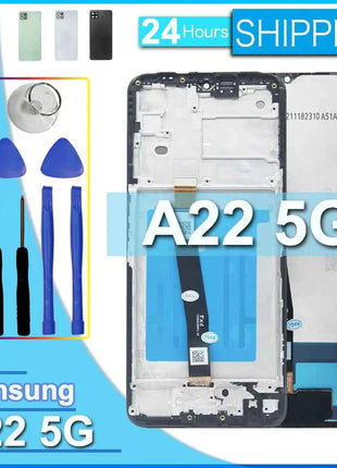 Display LCD Testato per Samsung A22 5G, Schermo Touch con Digitalizzatore, Assemblaggio Completo per Samsung A226 A226B, Schermo LCD con Cornice