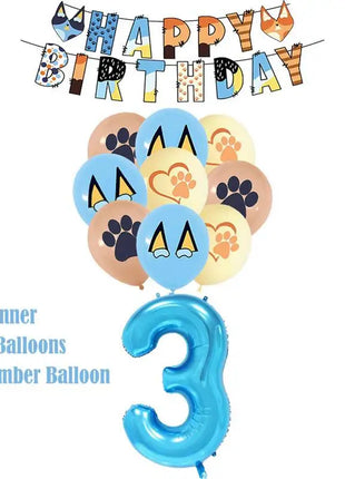 Nuovo cartone animato Cani Decorazione festa di compleanno Set completo Kit Cane blu Buon compleanno Piatti Tovaglioli Tazze Articoli per la tavola Bomboniera per bambini
