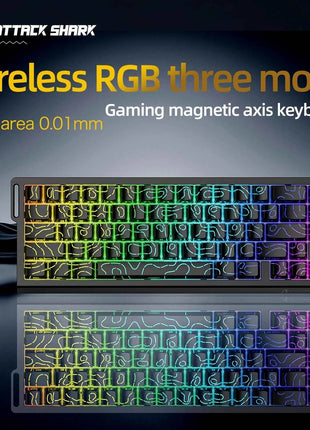 X68HE ATTACK SHARK Magnetic Gaming Keyboard Mechanical Wired for Pro Gaming 0.01mm Rapid Trigg 8000Hz SOCD/Rs 0.125ms 128K Rate