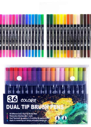 Set Pennarelli Manga Dual Tip 12/24/36/120 Colori Acquerello Fineliner per Calligrafia e Arte