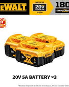 Genuine Dewalt 20V MAX 5Ah 6Ah 18650 Battery XR Lithium-Ion Battery for Power Tools, 120W High Power, Rechargeable, Replacement Battery