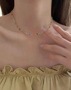 Collana Donna Trendy con Pietre Irregolari Colorate Dopamina, Semplice Catena per Clavicola, Gioielli Moda, Accessori per Feste, Regalo