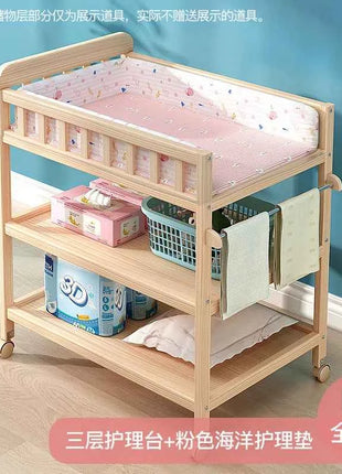 Diaper Changing Tables Solid Wood Baby Care Table Massage Bath Integrated Multifunctional Baby Bed Changing Table