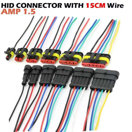 5/20/100sets HID Waterproof Connectors 1/2/3/4/5/6 Pin Car Electrical Wire Connector Plug Truck Harness with 15CM Wire Cable