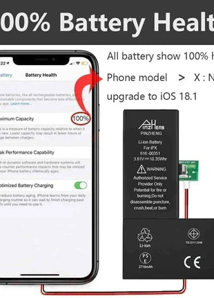PINZHENG Real High Capacity Battery For iPhone 5S SE 6 6S 7 8 Plus X Xr Xs Max Phone Replacement Bateria Warranty One Year