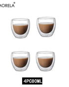2/4/6Pc Double Wall High Borosilicate Glass Mug Heat Resistant Tea Milk Juice Coffee Water Cup Bar Drinkware Gift Creativity Set