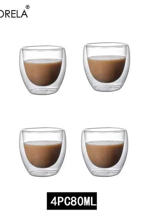2/4/6Pc Double Wall High Borosilicate Glass Mug Heat Resistant Tea Milk Juice Coffee Water Cup Bar Drinkware Gift Creativity Set