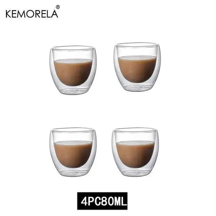 2/4/6Pc Double Wall High Borosilicate Glass Mug Heat Resistant Tea Milk Juice Coffee Water Cup Bar Drinkware Gift Creativity Set