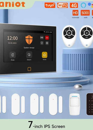 Staniot 7 pollici HD sistema di allarme Wireless WiFi 4G Tuya Smart Home Security Protection funziona con Alexa Google APP Remote Control,Sirena incorporata 115db e batteria da 5000mAh