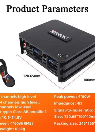 Car Power Amplifier 4*60W Way DSP Car Audio Speaker Amplifier Lossless Audio Processor For Android Large Screen Dedicated