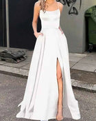 Nuovo per le donne Abito elegante Moda estiva Festa notturna Formale Abito da sera lungo con spalline Abiti da sposa eleganti