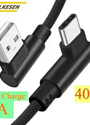 40W 5A USB To Type C Fast charge Weave Data Cable 90 Degree Phone Charger Cable For iPhone Xiaomi Redmi Huawei USB Charging Wire
