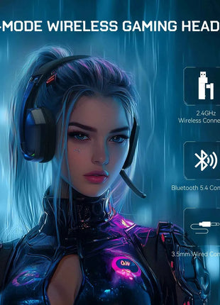 EKSA G19BT 2.4GHz Wireless Gaming Headphones Ultra-light Bluetooth 5.4 Headset Gamer with Microphone for PC/PS5/Xbox