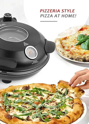 12 Inch Electric Pizza Oven Indoor 1200 Watt Glazed Ceramic Stone Cooker Two-button Precise Temperature Control Heats up 420℃