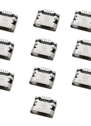 10 Pieces Micro USB 5 Pin Connector, SMD SMT Charging Port for Android Phones, Data and Charging Socket, DIY Repair Adapter