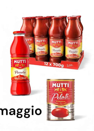 Tomato puree Mutti pack of 12 cans in 700 g glass + MUTTI giveaway Peeled Tomatoes, 400g