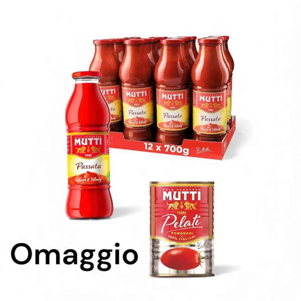 Tomato puree Mutti pack of 12 cans in 700 g glass + MUTTI giveaway Peeled Tomatoes, 400g