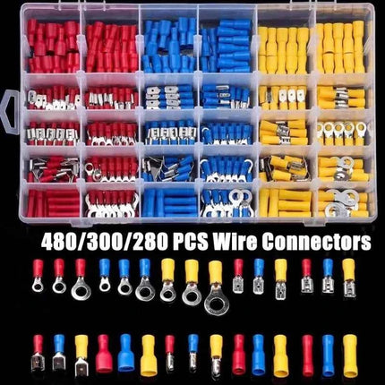 Connettore cavo isolato Cavo elettrico a crimpare Anello di testa a forcella Set anello Cappe a crimpare elettriche Terminali arrotolati Kit assortito