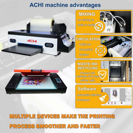 ACHI A3 DTF Printer R1390 A3 T-shirts Printier ROLL DTF Transfer Film Printer With DTF Oven For Fabric T-shirt Clothes EU STOCK