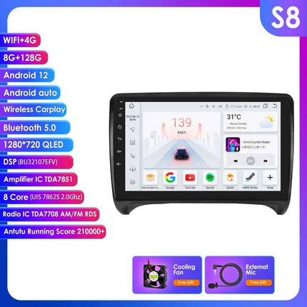 9" Hizpo 2Din Android Auto Car Radio for Audi TT MK2 8J 2006 - 2014 Snapdragon 6115 GPS Navigation SWC DSP 4G BT CarPlay 360°CAM