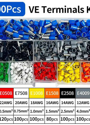 200-1900Pcs Electrical Tube Insulated Terminal VE Tubular Crimp Terminals Wire Cable Connector Ferrules Terminal Connectors