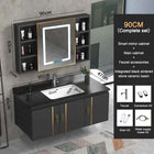Bathroom Vanity Cabinet Set with Integrated Ceramic Sink Drain Accessories Wall Mounted Aluminum Storage Cabinet Mirror Combo