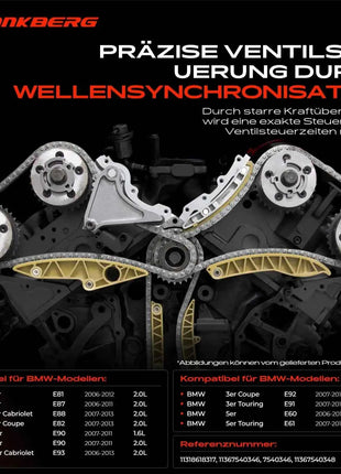 Set catena di distribuzione Frankberg 1x per BMW Serie 1 E81 E87 E88 E82 Serie 3 E90 E91 E92 E93 E60 1.6L 2.0L VVT-034 VT0009