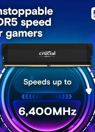Crucial Pro DDR5 RAM 16GB/2x16GB 6400MHz CL38, Overclocking Desktop Gaming Memory, Intel XMP 3.0 & AMD Expo Compatible –Black
