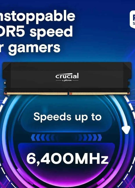 Crucial Pro DDR5 RAM 16GB/2x16GB 6400MHz CL38, Overclocking Desktop Gaming Memory, Intel XMP 3.0 & AMD Expo Compatible –Black
