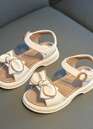 Sweet Princess Girls Sandals with Bow Classic Simple Summer 2024 New Kids Sandals for Girls Outdoor Beach Shoes Cute Bow-knot
