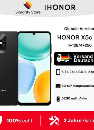 HONOR X5c Plus Smartphone 4GB+128GB/4GB+256GB,MagicOS 9.0(Android 15),5260mAh Battery, 90 Hz 6.74 Inch Display, 50MP + 14MP Camera,MediaTek Helio G81,Octa-Core Processor, Bluetooth 5.1