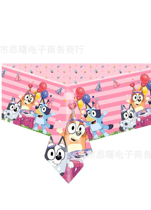 Set di stoviglie usa e getta a tema famiglia Bluey, piatto, striscione, topper per torta, bandierine, palloncini Bingo, decorazioni per compleanno.
