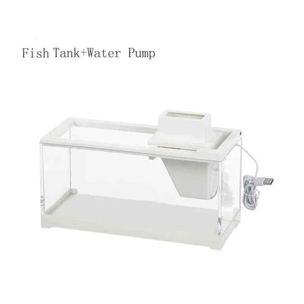 High Transmittance Fish Tank Aquarium Kits with Water Pump Heating Mat Lighting Desktop Decor For Shrimp Jellyfish Goldfish