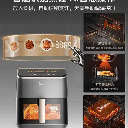 Midea air fryer home AI intelligent baking large-capacity visual no-turn-over multi-function box cooking machine  air fryer