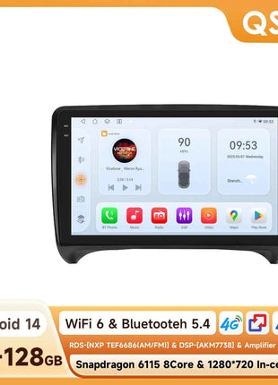 9" Hizpo 2Din Android Auto Car Radio for Audi TT MK2 8J 2006 - 2014 Snapdragon 6115 GPS Navigation SWC DSP 4G BT CarPlay 360°CAM