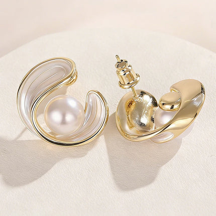 Orecchini a perno da donna Huitan, delicati, con smalto bianco, estetici, per matrimonio, fidanzamento, accessori di lusso, versatili, gioielli da festa, regalo per signora
