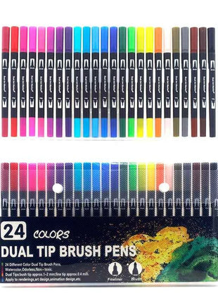 Set Pennarelli Manga Dual Tip 12/24/36/120 Colori Acquerello Fineliner per Calligrafia e Arte
