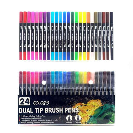 Set Pennarelli Manga Dual Tip 12/24/36/120 Colori Acquerello Fineliner per Calligrafia e Arte