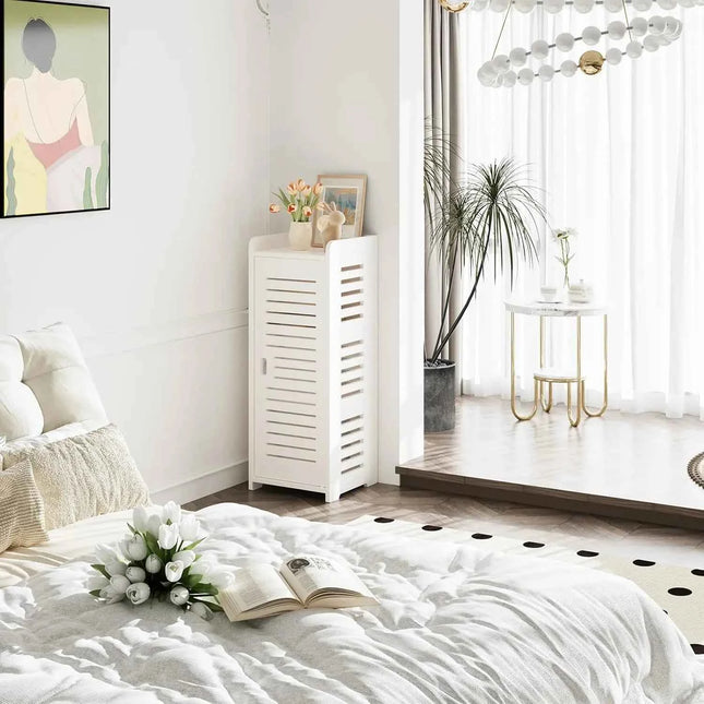 Free bathroom cabinet with 1 door for house, kitchen, living room and hallway, 80x30x30cm, White