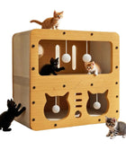 Large Cat House with Scratching Board Indoor Cat Shelter for Resting and Playing Easy Assembly Suitable for Multi-cat Families