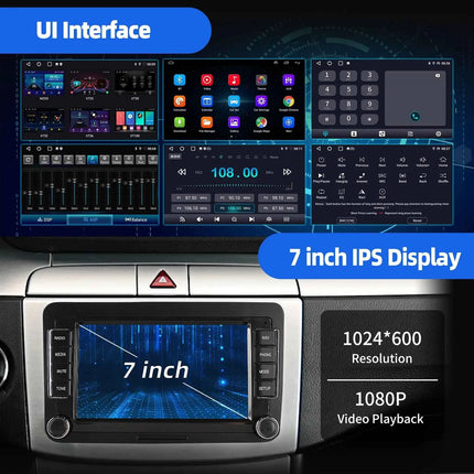 ESSGOO 7" Android 14 4+64G Wireless CarPlay Car Stereo Radio for VW Golf 5 6 Passat Polo Touran Tiguan Caddy GPS Navi RDS FM BT