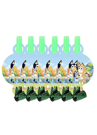 Set Decorativo per Feste a Tema Bluey e Bingo, con Stendibanner, Decorazioni per Torte, Bandierine, Palloncini, Piatti e Bicchieri