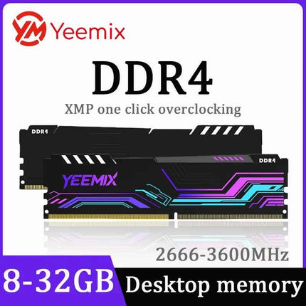 Yeemix DDR4 8GB 32GB 16GB 2666MHz 3200MHz 3600MHz Desktop Memory Dimm Heat dissipation XMP overclocking High Compatible RAM