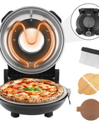 12 Inch Electric Pizza Oven Indoor 1200 Watt Glazed Ceramic Stone Cooker Two-button Precise Temperature Control Heats up 420℃